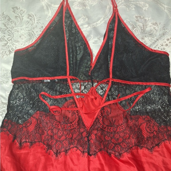 INC International Concepts Red and Black Lace Chemise - Picture 4 of 5